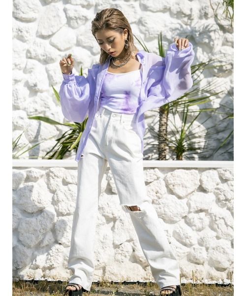 EGOIST（エゴイスト）の「ボリュームパフシアーシャツ（シャツ/ブラウス・レディース・ブラック/パープル/ホワイト・FREE）」の8枚目の写真