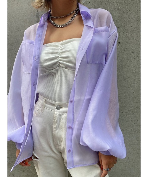 EGOIST（エゴイスト）の「ボリュームパフシアーシャツ（シャツ/ブラウス・レディース・ブラック/パープル/ホワイト・FREE）」の21枚目の写真