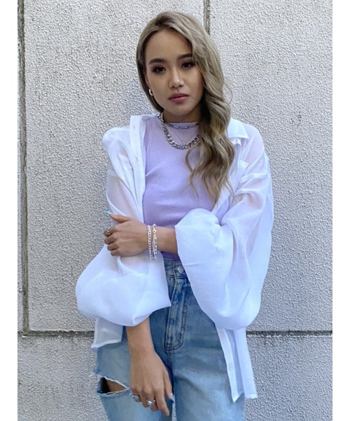 EGOIST（エゴイスト）の「ボリュームパフシアーシャツ（シャツ/ブラウス・レディース・ブラック/パープル/ホワイト・FREE）」の12枚目の写真