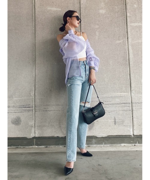 EGOIST（エゴイスト）の「ボリュームパフシアーシャツ（シャツ/ブラウス・レディース・ブラック/パープル/ホワイト・FREE）」の5枚目の写真