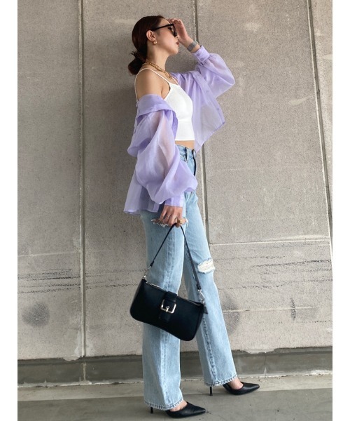 EGOIST（エゴイスト）の「ボリュームパフシアーシャツ（シャツ/ブラウス・レディース・ブラック/パープル/ホワイト・FREE）」の7枚目の写真