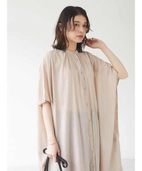 Green　Parks（グリーンパークス）の「I ギャザーゆったりチュニック＊（チュニック・レディース・ブラック/オレンジ/グレイッシュベージュ/オフホワイト・FREE）」の9枚目の写真