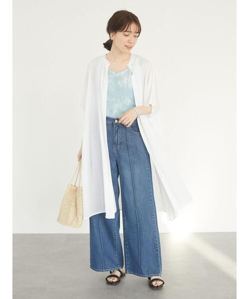 Green　Parks（グリーンパークス）の「I ギャザーゆったりチュニック＊（チュニック・レディース・ブラック/オレンジ/グレイッシュベージュ/オフホワイト・FREE）」の17枚目の写真