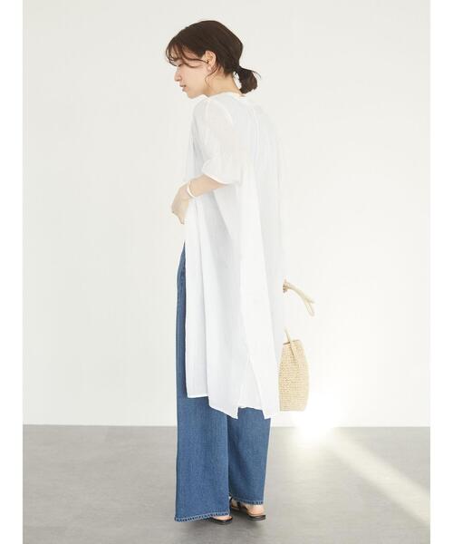 Green　Parks（グリーンパークス）の「I ギャザーゆったりチュニック＊（チュニック・レディース・ブラック/オレンジ/グレイッシュベージュ/オフホワイト・FREE）」の18枚目の写真