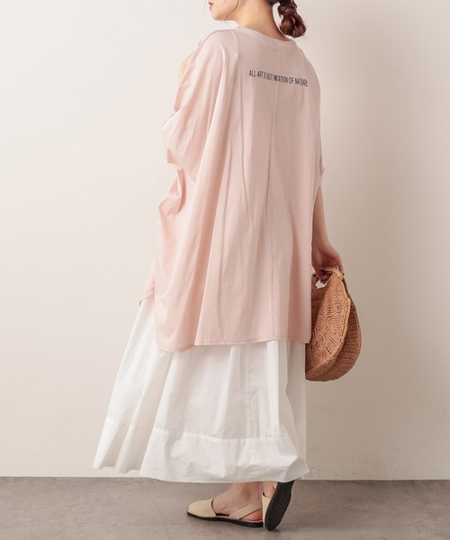 PUAL CE CIN（ピュアルセシン）の「ロゴプリントチュニック（Tシャツ/カットソー・レディース・ホワイト/ブラック/グレー/ピンク・FREE）」の4枚目の写真