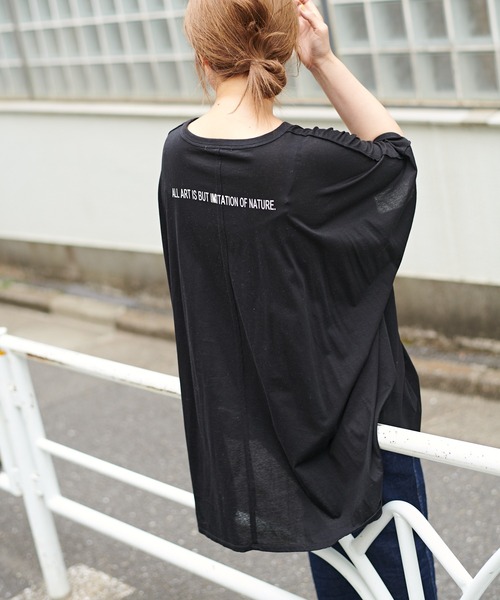 PUAL CE CIN（ピュアルセシン）の「ロゴプリントチュニック（Tシャツ/カットソー・レディース・ホワイト/ブラック/グレー/ピンク・FREE）」の16枚目の写真