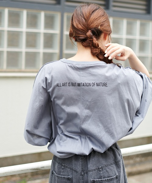 PUAL CE CIN（ピュアルセシン）の「ロゴプリントチュニック（Tシャツ/カットソー・レディース・ホワイト/ブラック/グレー/ピンク・FREE）」の13枚目の写真