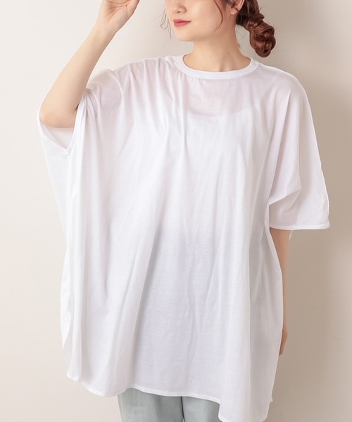 PUAL CE CIN（ピュアルセシン）の「ロゴプリントチュニック（Tシャツ/カットソー・レディース・ホワイト/ブラック/グレー/ピンク・FREE）」の5枚目の写真