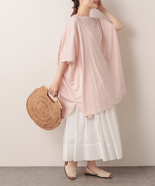 PUAL CE CIN（ピュアルセシン）の「ロゴプリントチュニック（Tシャツ/カットソー・レディース・ホワイト/ブラック/グレー/ピンク・FREE）」の8枚目の写真