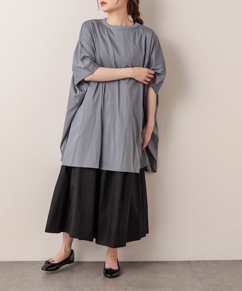 PUAL CE CIN（ピュアルセシン）の「ロゴプリントチュニック（Tシャツ/カットソー・レディース・ホワイト/ブラック/グレー/ピンク・FREE）」の7枚目の写真