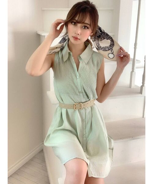 RESEXXY(リゼクシー)の「シアーピンタックシャツワンピース(シャツワンピース・レディース・ブラック/オフホワイト/ミント・FREE)」の16枚目の写真