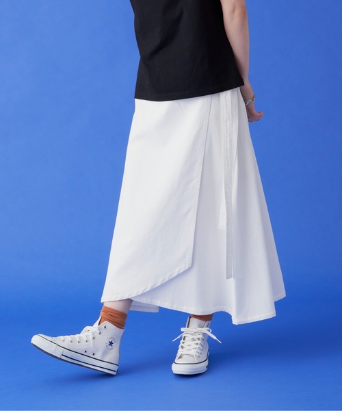 manana suerte（マニャーナスエルテ）の「コットンオーバースカート（スカート・レディース・ホワイト/ブラック・FREE）」の5枚目の写真