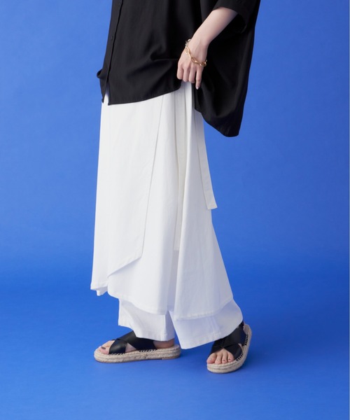 manana suerte（マニャーナスエルテ）の「コットンオーバースカート（スカート・レディース・ホワイト/ブラック・FREE）」の9枚目の写真