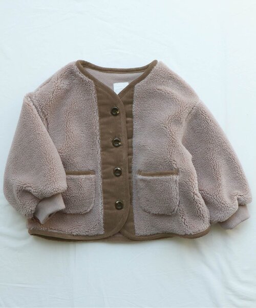 apres les cours（アプレレクール）の「コーデュロイ×ボアアウター（テーラードジャケット・キッズ・ベージュ/ブラウン・100/90/110/120/140/130/80）」の8枚目の写真