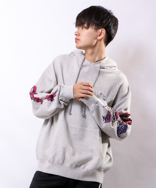 VISION STREET WEAR(ヴィジョンストリートウェア)の「【VISION STREET WEAR】スリーブロゴ裏毛フーディー(パーカー・メンズ・チャコールグレー/ブルー/キナリ・M/L)」の7枚目の写真