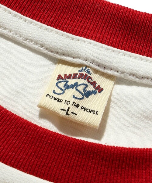 FREAK'S STORE（フリークスストア）の「WEB限定 US SHOP SIGN バックプリントリンガーTシャツ/トリムTシャツ（Tシャツ/カットソー・メンズ・オフホワイト/レモンイエロー・LARGE/X-LARGE/MEDIUM）」の6枚目の写真