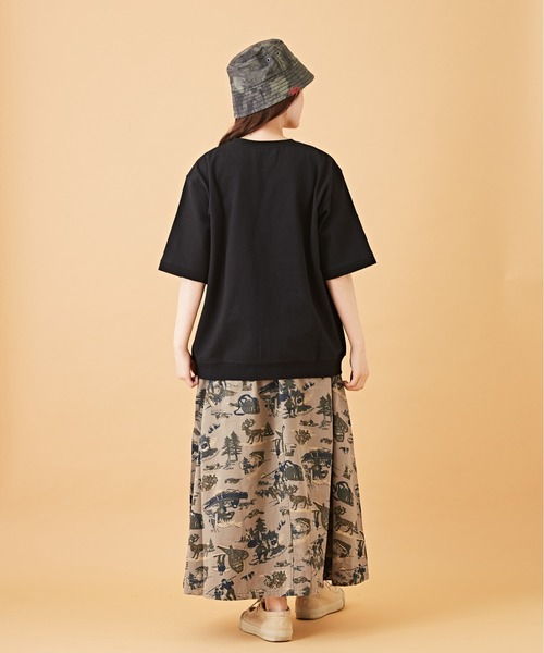 CUBE SUGAR（キューブシュガー）の「アウトドアプリント ツイル ギャザー フレアスカート（スカート・レディース・ベージュ/ブルー/カーキ・M）」の7枚目の写真