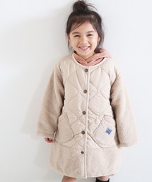 trois lapins kp | キルティング×シープボアコート(120-130cm)(ノーカラーコート)