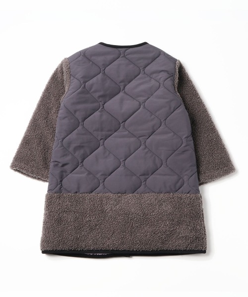 trois lapins kp(トロワラパンケーピー)の「キルティング×シープボアコート(120-130cm)(ノーカラーコート・キッズ・チャコールグレー/ベージュ・120cm/130cm)」の7枚目の写真