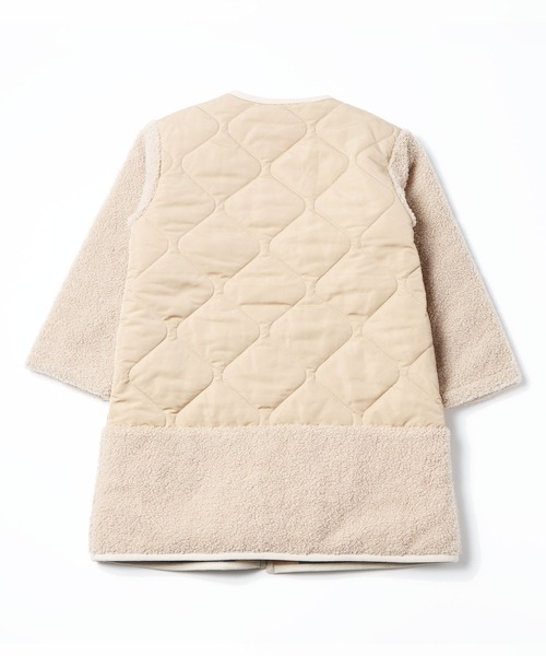 trois lapins kp(トロワラパンケーピー)の「キルティング×シープボアコート(120-130cm)(ノーカラーコート・キッズ・チャコールグレー/ベージュ・120cm/130cm)」の8枚目の写真