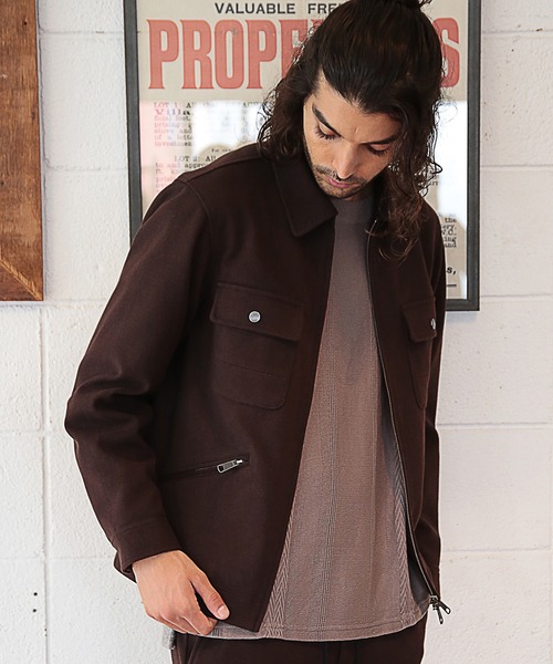 RATTLE TRAP（ラトルトラップ）の「【セットアップ対応】エアリーフラノCPOブルゾン（ブルゾン・メンズ・ブラック/ブラウン/グレイッシュベージュ/チャコール・LL/S/M/L）」の3枚目の写真