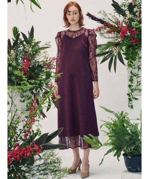 LAGUNAMOON（ラグナムーン）の「LADYレイヤードサテンキャミソールワンピース（ドレス・レディース・ブラック/ベージュ/ボルドー・MEDIUM/SMALL）」の13枚目の写真