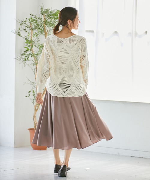 Rewde(ルゥデ)の「クロシェ編みニットプルオーバー(1R14-08186)(ニット/セーター・レディース・ホワイト/ブルー/グレー系1・M)」の19枚目の写真