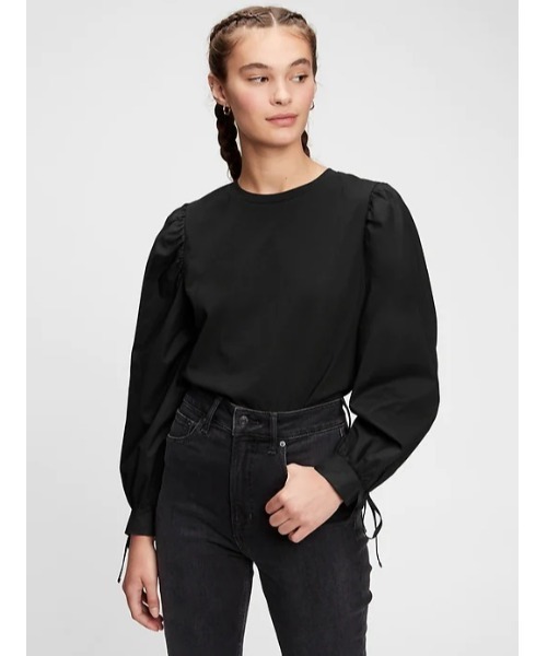 GAP（ギャップ）の「袖異素材コンシャストップス（シャツ/ブラウス・レディース・その他/ホワイト系その他/ブラック系その他/ブルー系その他・S/M/L/XL/XS/XXS）」の3枚目の写真