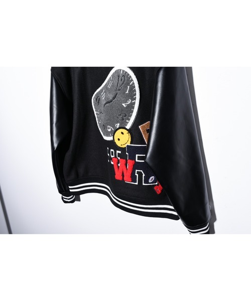 A'GEM9(エージェムナイン)の「『A'gem/エージェム』TIME OVER HEVY STADIUM JUMPER/ワッペンデザイン メルトンスタジャン(スタジャン・メンズ・ブラック/グリーン・FREE)」の12枚目の写真