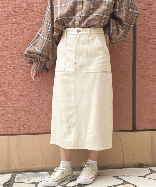 apres jour（アプレジュール）の「ステッチナロースカート【ZOZOTOWN限定アイテム】（スカート・レディース・ブラック/アイボリー/ブラウン系その他・SMALL/MEDIUM/X-LARGE）」の2枚目の写真