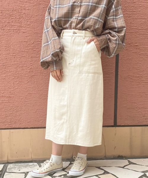 apres jour（アプレジュール）の「ステッチナロースカート【ZOZOTOWN限定アイテム】（スカート・レディース・ブラック/アイボリー/ブラウン系その他・SMALL/MEDIUM/X-LARGE）」の5枚目の写真