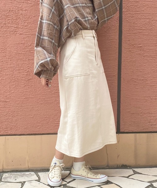 apres jour（アプレジュール）の「ステッチナロースカート【ZOZOTOWN限定アイテム】（スカート・レディース・ブラック/アイボリー/ブラウン系その他・SMALL/MEDIUM/X-LARGE）」の6枚目の写真