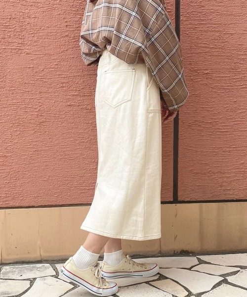 apres jour（アプレジュール）の「ステッチナロースカート【ZOZOTOWN限定アイテム】（スカート・レディース・ブラック/アイボリー/ブラウン系その他・SMALL/MEDIUM/X-LARGE）」の7枚目の写真