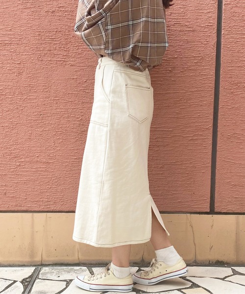 apres jour（アプレジュール）の「ステッチナロースカート【ZOZOTOWN限定アイテム】（スカート・レディース・ブラック/アイボリー/ブラウン系その他・SMALL/MEDIUM/X-LARGE）」の8枚目の写真