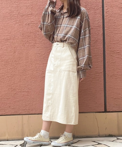 apres jour（アプレジュール）の「ステッチナロースカート【ZOZOTOWN限定アイテム】（スカート・レディース・ブラック/アイボリー/ブラウン系その他・SMALL/MEDIUM/X-LARGE）」の11枚目の写真