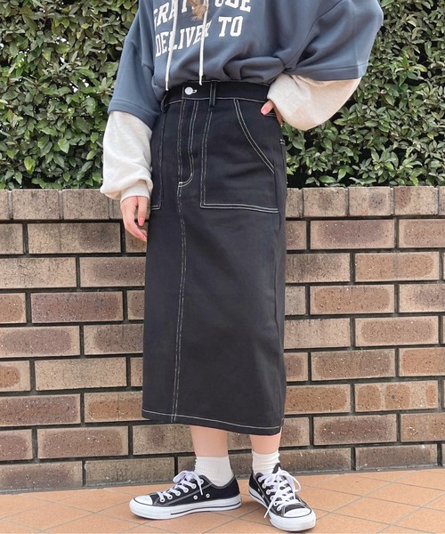 apres jour（アプレジュール）の「ステッチナロースカート【ZOZOTOWN限定アイテム】（スカート・レディース・ブラック/アイボリー/ブラウン系その他・SMALL/MEDIUM/X-LARGE）」の12枚目の写真