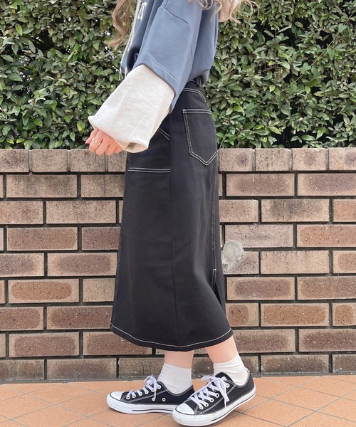 apres jour（アプレジュール）の「ステッチナロースカート【ZOZOTOWN限定アイテム】（スカート・レディース・ブラック/アイボリー/ブラウン系その他・SMALL/MEDIUM/X-LARGE）」の14枚目の写真