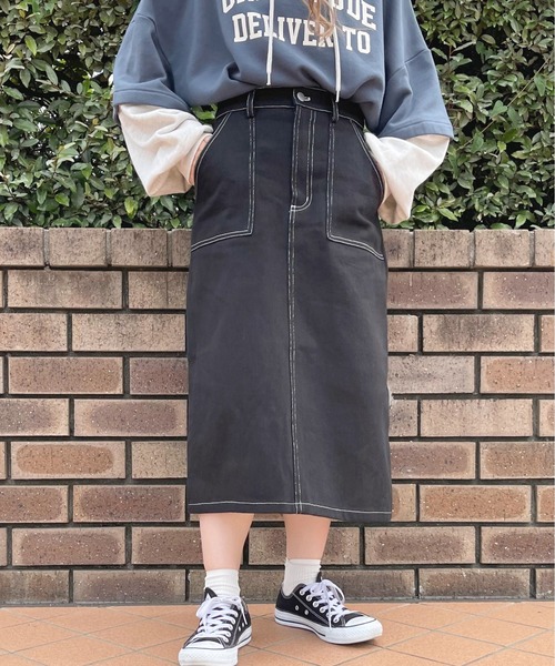 apres jour（アプレジュール）の「ステッチナロースカート【ZOZOTOWN限定アイテム】（スカート・レディース・ブラック/アイボリー/ブラウン系その他・SMALL/MEDIUM/X-LARGE）」の13枚目の写真