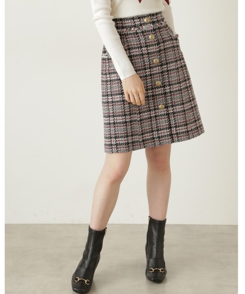 JILL STUART（ジルスチュアート）の「◆ギアツイードミニスカート（スカート・レディース・ピンク/グリーン・2/0/4）」の2枚目の写真