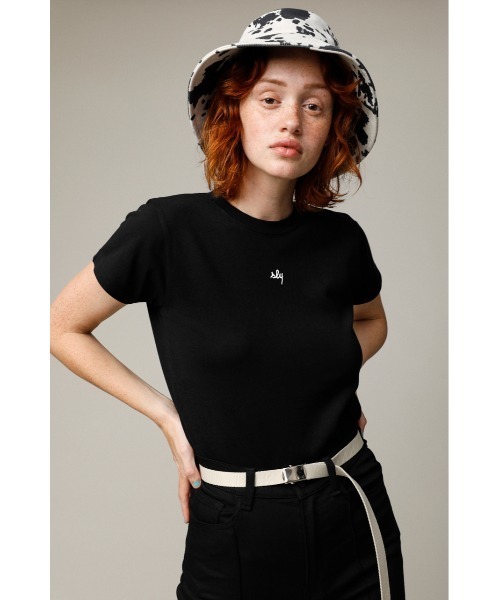 SLY（スライ）の「COMPACT SLY LOGO T/SH コンパクトロゴ Tシャツ（Tシャツ/カットソー・レディース・ホワイト/ブラック/ターコイズブルー/ブラウン系その他2・FREE）」の2枚目の写真