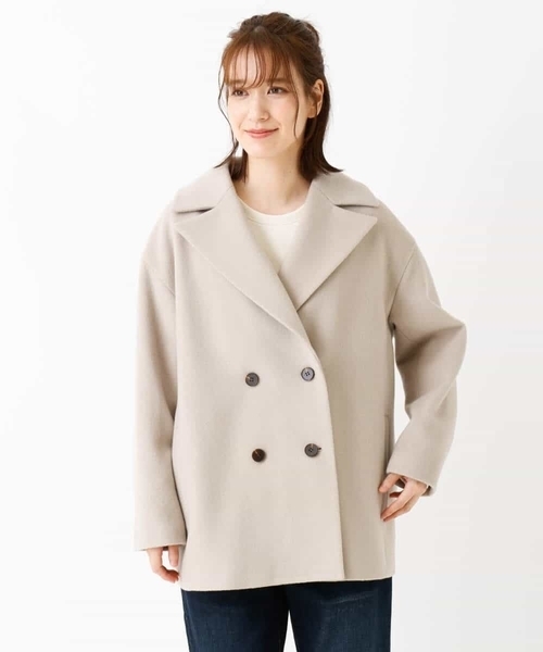 MK MICHEL KLEIN（エムケーミッシェルクラン）の「SUPER100'SウールPコート（ピーコート・レディース・ブラック/グレー系その他/レッド・38）」の14枚目の写真