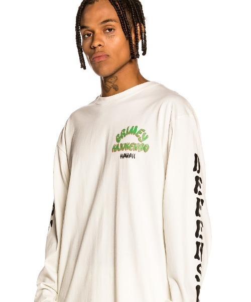 GRIMEY(グライミー)の「GRMY(GRIMEY)/グライミー/Destroy Fear LongSleeve Tee(Tシャツ/カットソー・メンズ・ブラック/ホワイト・MEDIUM/LARGE/X-LARGE)」の2枚目の写真