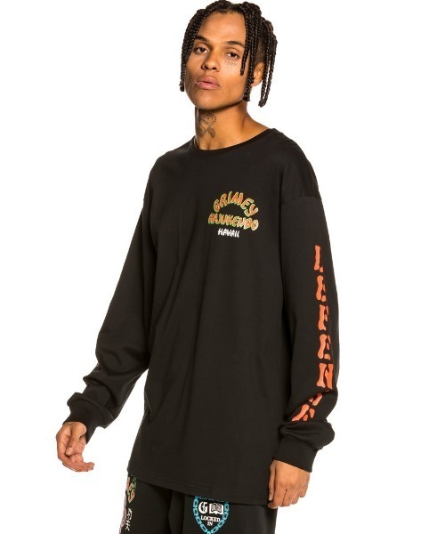 GRIMEY(グライミー)の「GRMY(GRIMEY)/グライミー/Destroy Fear LongSleeve Tee(Tシャツ/カットソー・メンズ・ブラック/ホワイト・MEDIUM/LARGE/X-LARGE)」の1枚目の写真