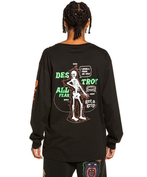 GRIMEY(グライミー)の「GRMY(GRIMEY)/グライミー/Destroy Fear LongSleeve Tee(Tシャツ/カットソー・メンズ・ブラック/ホワイト・MEDIUM/LARGE/X-LARGE)」の9枚目の写真