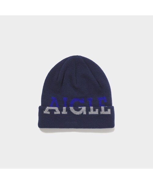 AIGLE(エーグル)の「ロゴビーニー(ニットキャップ/ビーニー・レディース・アイボリー/ダークネイビー・FREE)」の7枚目の写真
