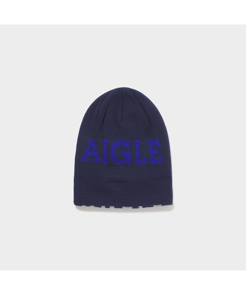 AIGLE(エーグル)の「ロゴビーニー(ニットキャップ/ビーニー・レディース・アイボリー/ダークネイビー・FREE)」の4枚目の写真