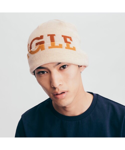 AIGLE(エーグル)の「ロゴビーニー(ニットキャップ/ビーニー・レディース・アイボリー/ダークネイビー・FREE)」の3枚目の写真