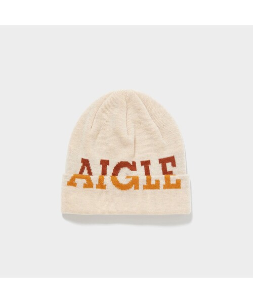 AIGLE(エーグル)の「ロゴビーニー(ニットキャップ/ビーニー・レディース・アイボリー/ダークネイビー・FREE)」の5枚目の写真