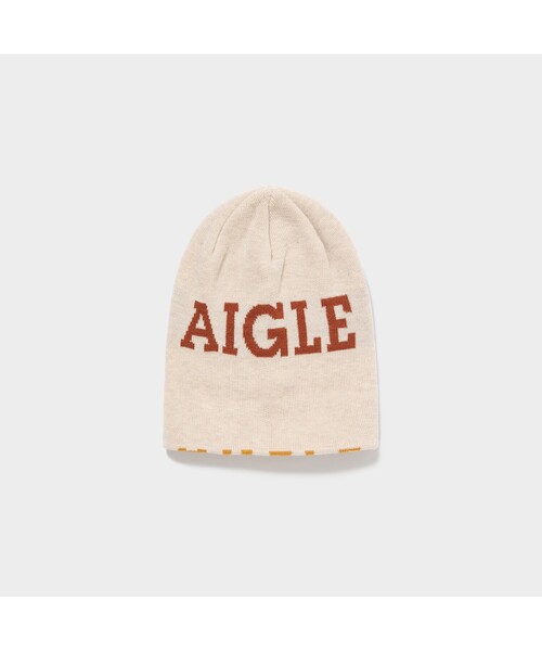 AIGLE(エーグル)の「ロゴビーニー(ニットキャップ/ビーニー・レディース・アイボリー/ダークネイビー・FREE)」の8枚目の写真