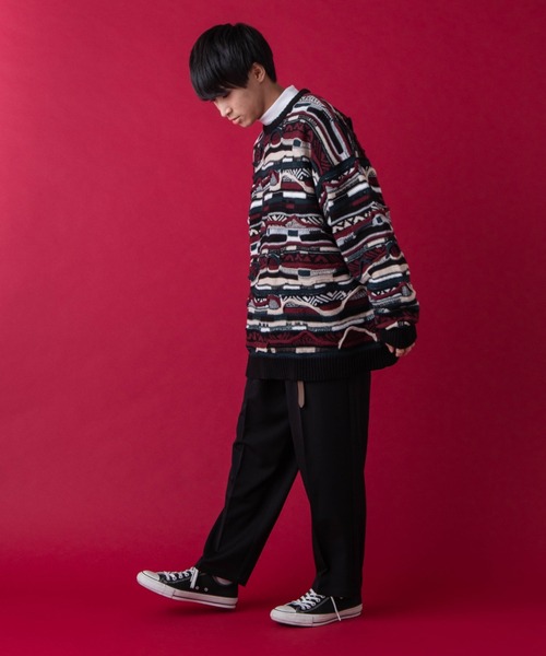 WEGO by こーせ（ウィゴーバイコーセ）の「∴WEGO by こーせ/センタープレスワイドスラックス（スラックス・メンズ・ライトグレー/ブラック・LARGE/MEDIUM）」の10枚目の写真